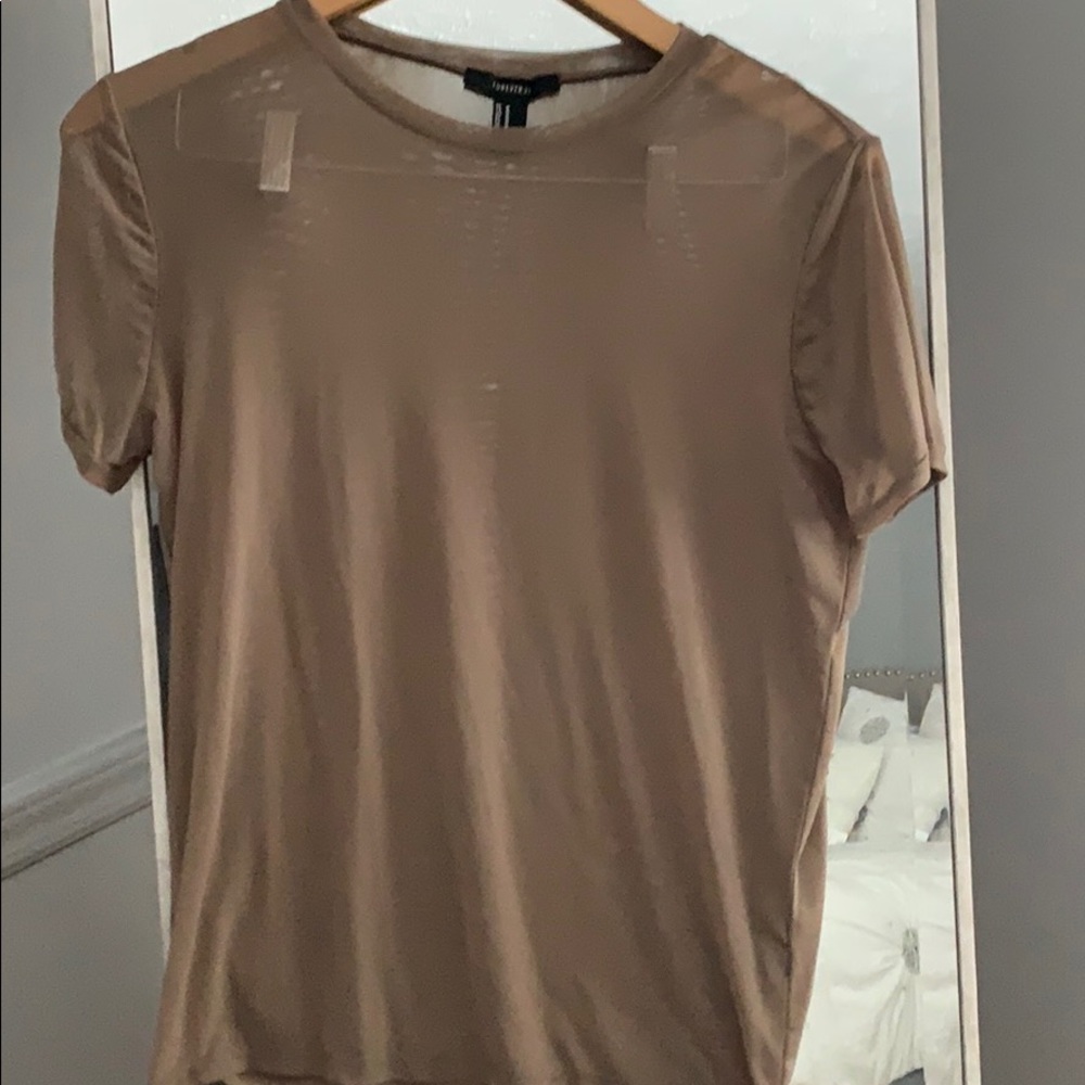 See-through tan top